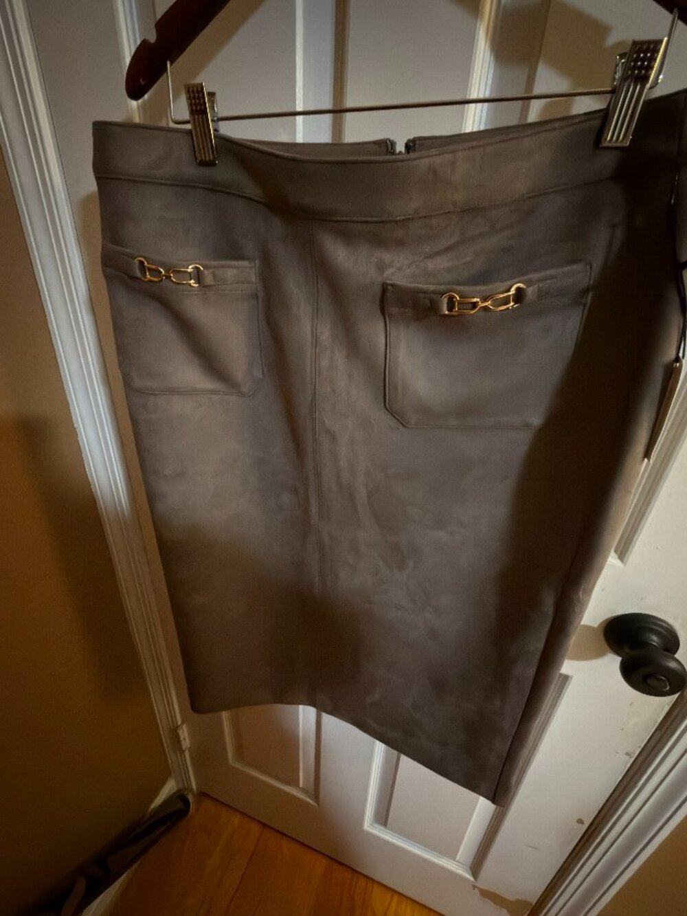 Ann Taylor Factory Faux Suede Pencil Skirt | Size 14 | NWT | Taupe Brown